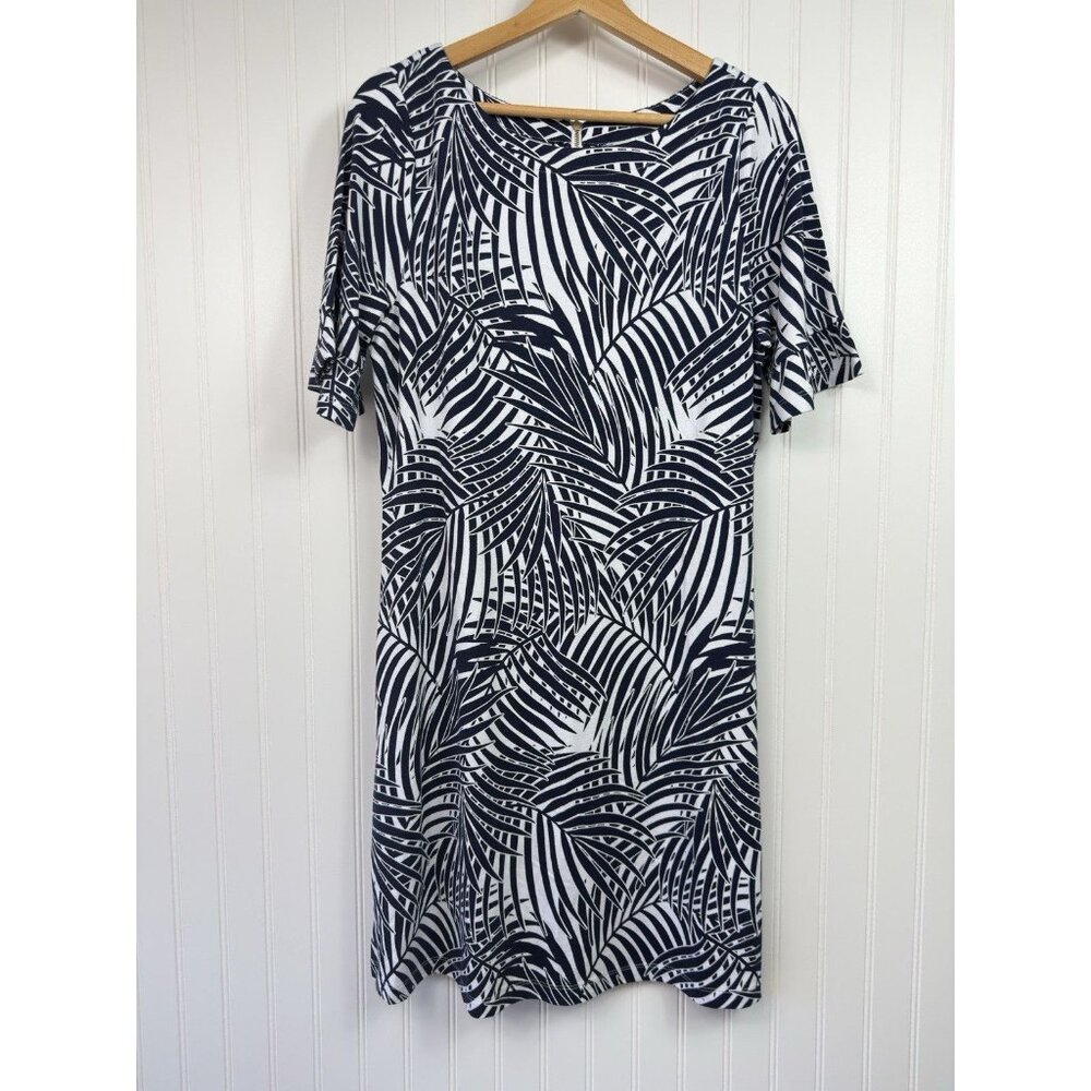 Tommy Bahama Dress Womens Sz Medium Blue White Palm Lightweight Casual Tropical
